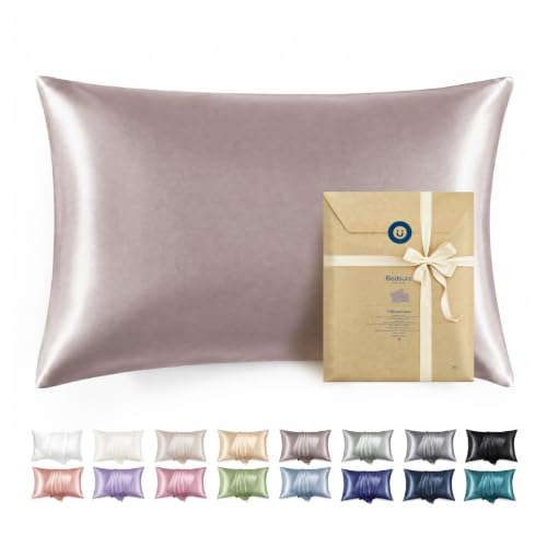 Bedsure Satin Pillowcase Set, Queen 20x30 with Zipper - Dusty Rose (2 Pack)