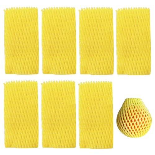 50 Fruit Protection Mesh Bags - Foam Sleeves, Yellow 10x6cm