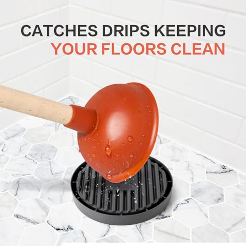 Dealsgogo 2-Piece Toilet Plunger Drip Tray & Quick-Dry Ventilation Mat