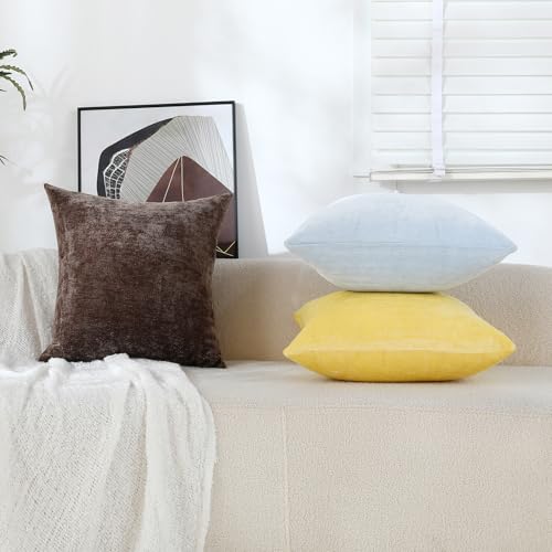 Jeneoo Baby Blue Chenille Throw Pillow Covers Set of 2 20x20 Inches