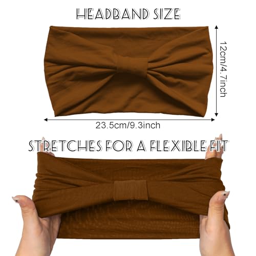 Nydotd 6 Pcs Stretchy Wide Headbands for Women - Soft Sweat-Wicking Non-Slip Hair Bands