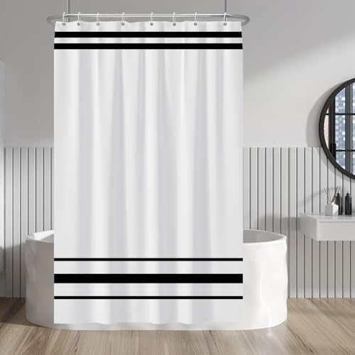 Baocicco Striped Shower Curtain, Black and White, 36 x 72 Inches