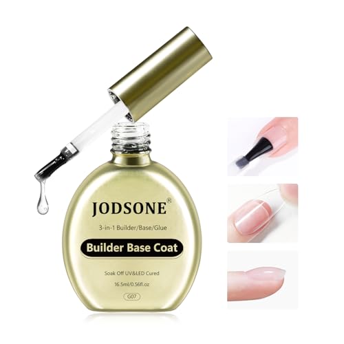 JODSONE 3-in-1 Builder Base Gel, 16.5ml No Wipe UV/LED Nail Gel