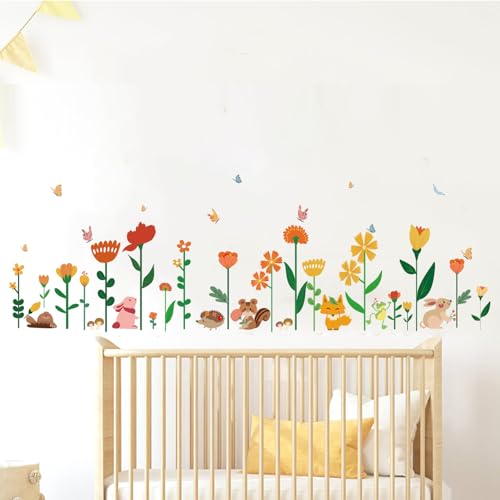 Floral Wall Stickers for Kids Room - Removable & Waterproof Decor