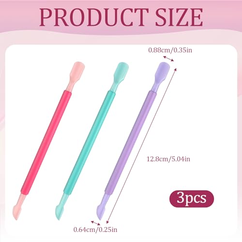 QFGasre 3-Piece Plastic Dual-End Cuticle Pusher and Nail Scraper