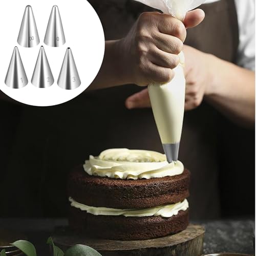 Fyntave 5-Piece Stainless Steel Round Piping Tips Set for Cake Decorating