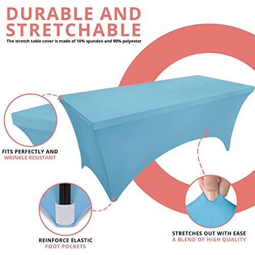 Utopia Kitchen 6FT Spandex Table Cloth - 2 Pack, Blue Mist