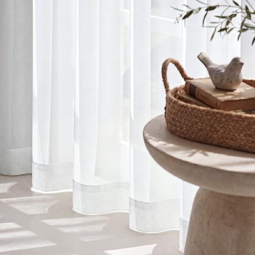 NICETOWN Ivory Sheer Curtains, 42" x 96" - 2 Panels