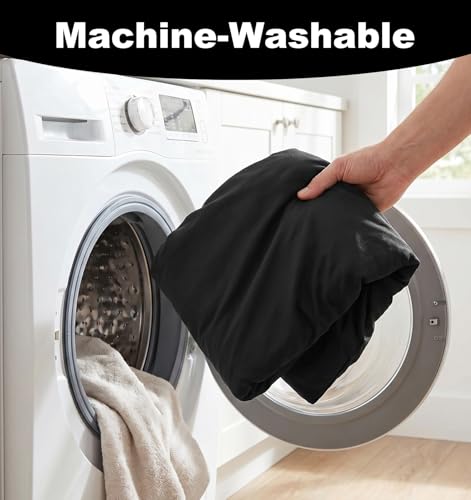 Black Velvet Toilet Seat & Tank Cover Set - Elastic Fit, Washable Bathroom Decor