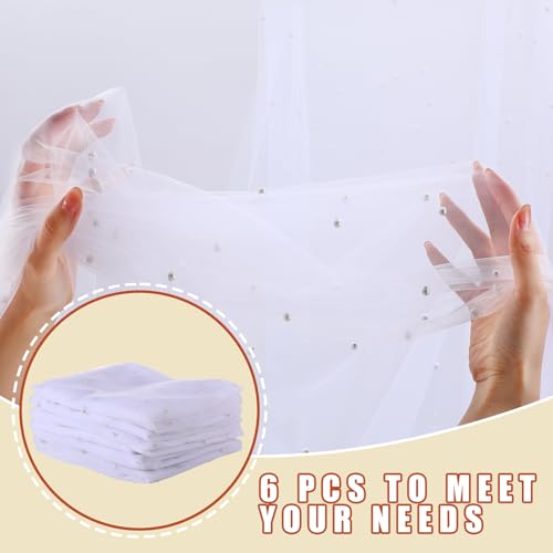 White Pearl Tulle Table Runner 10 ft Set for Weddings & Events