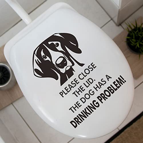 Funny Dog Toilet Seat Sticker - Please Close The Lid Removable Vinyl Decal