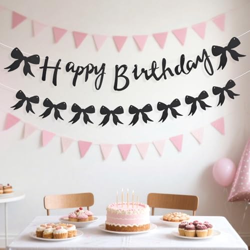 Coquette Bow Happy Birthday Banner | Elegant Party Decoration