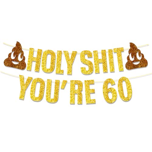 Gold Glitter 60th Birthday Banner - Cheers to 60 Years Decoration