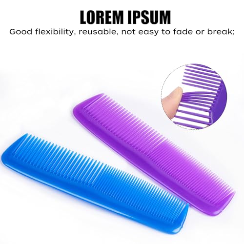 Hession 3 Pack Colorful Pocket Hair Combs Fine and Wide Tooth Plastic Combs