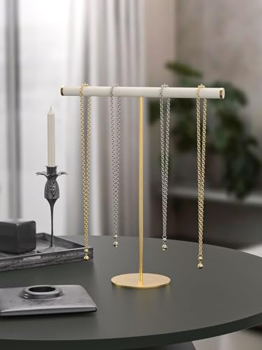 T-Bar Velvet Jewelry Organizer Stand for Necklaces & Bracelets