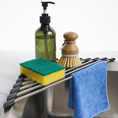 Tomorotec Triangle Roll-Up Dish Drying Rack - 304 Stainless Steel, Black