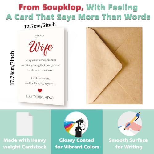 Romantic Birthday Card for Wife with Envelope | Heartfelt Wishes