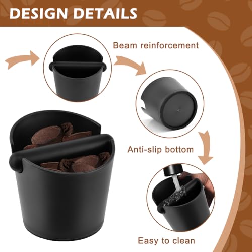 Compact Espresso Knock Box with Removable Rod and Silicone Tamper Pad