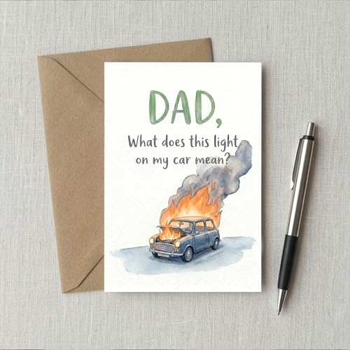 Funny Dad Birthday Card - Hilarious Car Joke for Dad | White