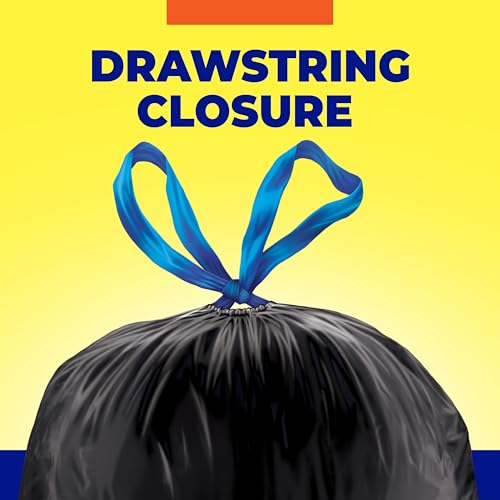 Hefty Essentials Extra Large 39 Gallon Drawstring Trash Bags - 40ct, Unscented, Black