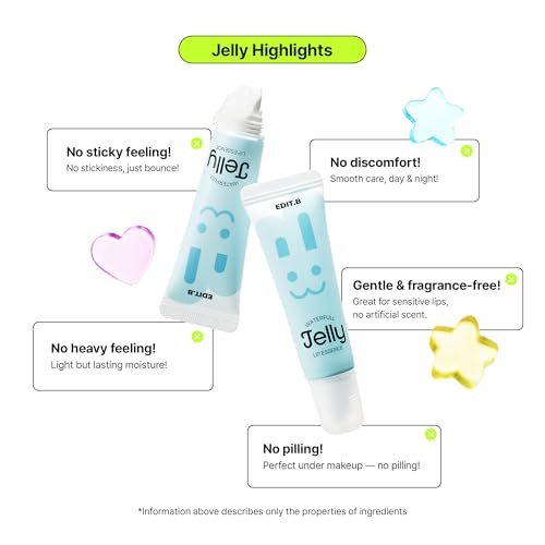 EDIT.B Waterfull Jelly Lip Essence, Hydrating Lip Treatment with Ceramide