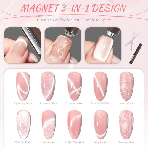 Vvluvva 3-in-1 Cat Eye Nail Magnet Tool Set with Scissor Guide & Cylindrical Magnet