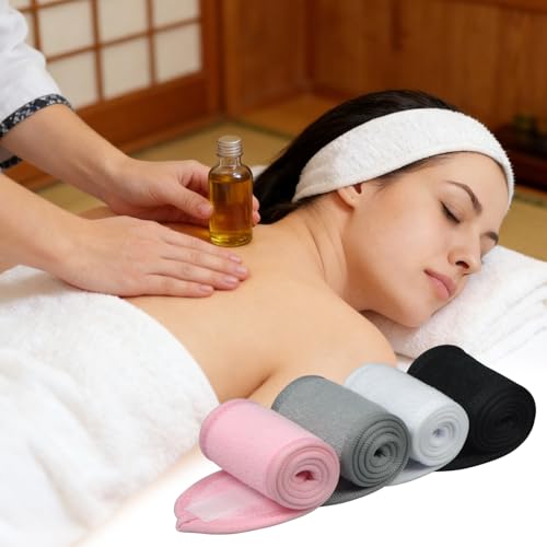 Spa Headband 2 Pack Terry Cloth Adjustable Face Washing Hair Band Black