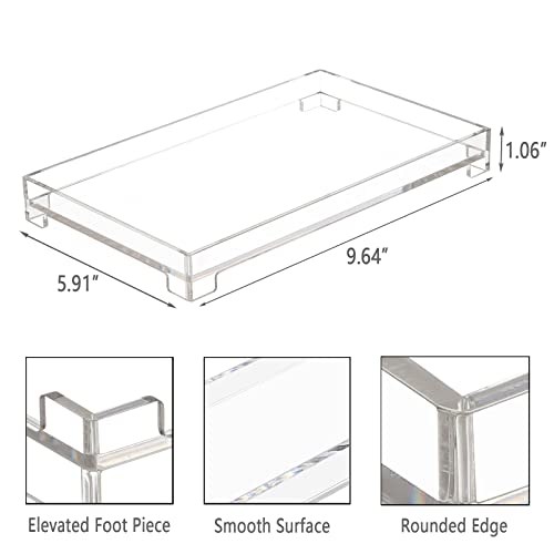 Medium Acrylic Clear Vanity Tray Organizer 9.6" x 5.9"