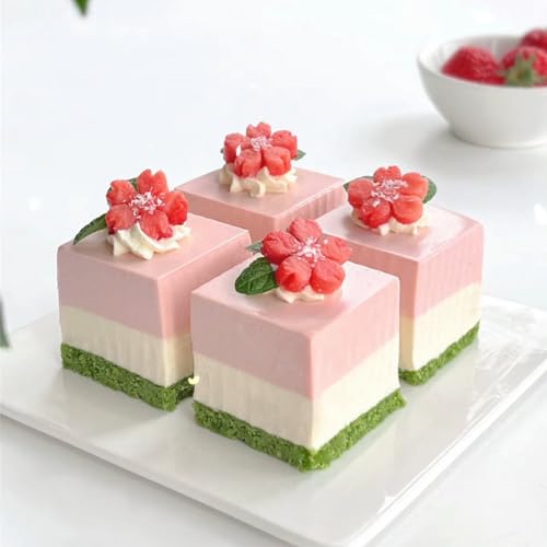 Pink Flower Silicone Candy Molds - 5 Piece Set for Cake Decoration
