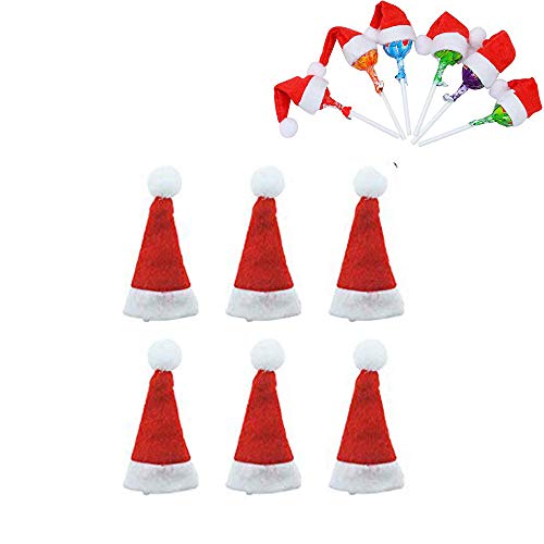6 Pcs Mini Christmas Santa Lollipop Hats - Reusable Candy Covers