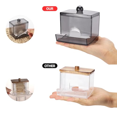 Tbestmax 10oz Black Qtip Dispenser with Lid Bathroom Organizer