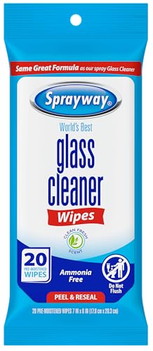Sprayway Ammonia-Free Glass Cleaner Wipes, 20-Count Packs (12-Pack)