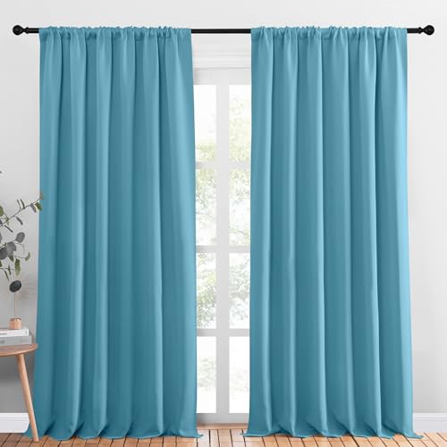 NICETOWN Blackout Curtains - 70x95 Teal Blue Thermal Insulated Drapes (2 Panels)