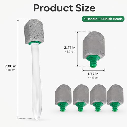 Toilet Pumice Stone Brush Set with Handle & 5 Replaceable Heads