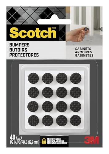 Scotch Black Adhesive Bumper Pads - 40 PCS Self-Stick Rubber 3/8"