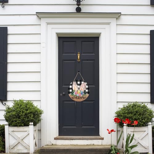 Welcome Easter Door Sign with Bunny Ears | 11.81" Wooden Decor