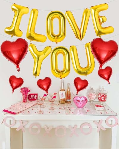 I LOVE YOU Balloons - Mother's Day Party Decorations (Gold)