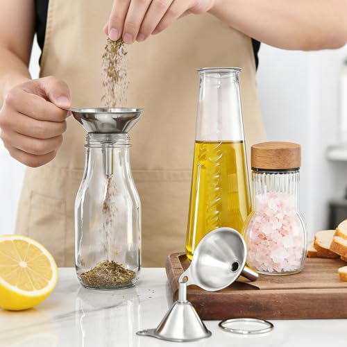 Short Handle Stainless Steel Funnels Set - 3 Pcs Mini Kitchen Funnel for Filling Bottles