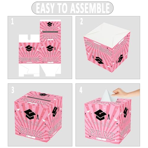 Pink Graduation Card Box for Class of 2026 Decorations