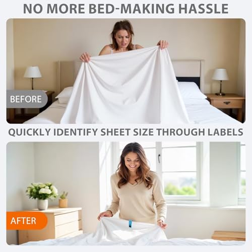 12 Color-Coded Bed Sheet Organizer Bands for Quick Bed Making