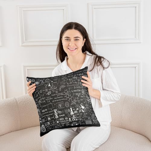 Chemical Formula Throw Pillow Covers, 16x16 Inch Science Theme, Pack of 2