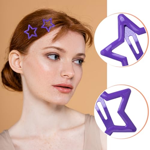 Purple Star Hair Clips 20pcs Metal Snap Barrettes for Women Y2K