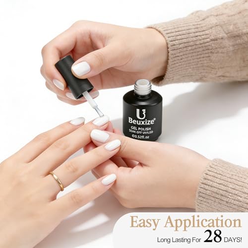 Beuxize 15ml Pure White Gel Nail Polish - French Manicure Soak Off UV LED Polish
