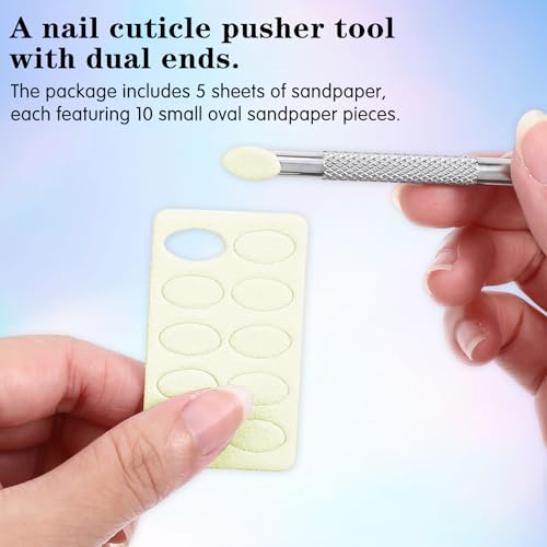 Eldraqth Stainless Steel Dual Ended Cuticle Pusher and Sandpaper Sheets