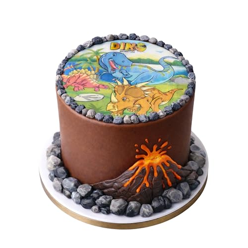 Dinosaur Edible Cake Decorations - 7.8-Inch Wafer Toppers for Kids