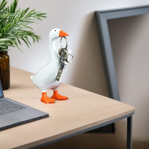 Magnetic Goose Key Holder - Cute Resin Duck Statue for Desk Decor