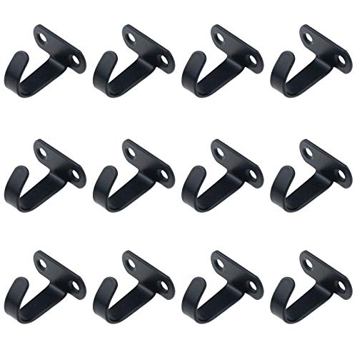 Antrader Black Ceiling Hooks - 12-Pack Stainless Steel Under-Shelf Hangers