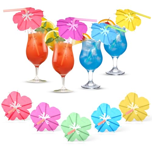 50PCS Umbrella Straws for Drinks, Tropical Cocktail Party Supplies