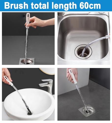Flexible Drain Cleaning Brush Kit for Hair & Pipe Blockages - 3-Piece Set