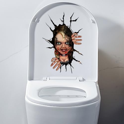 Bloody Girl 3D Halloween Horror Toilet Sticker - Waterproof Decal